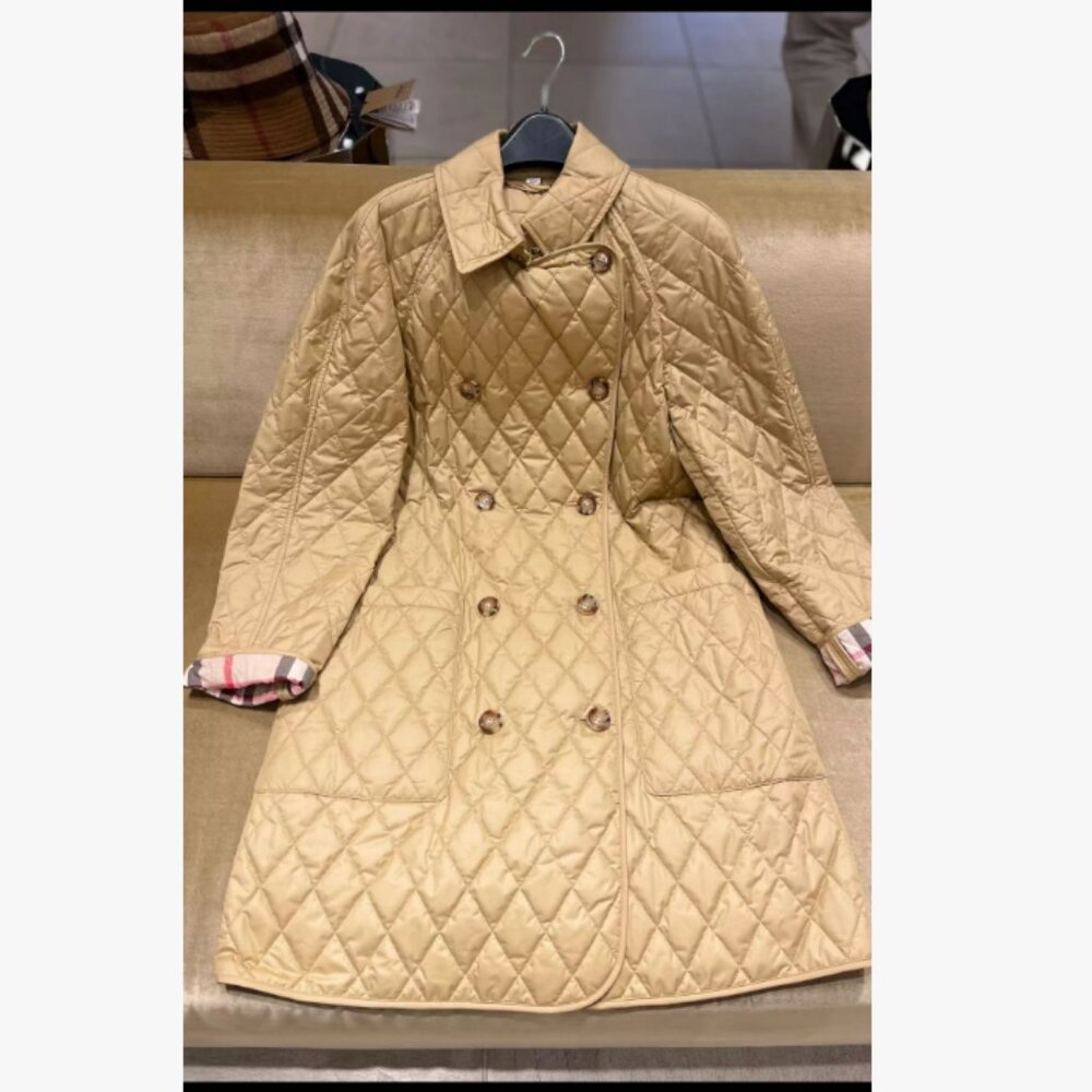 NWT Burberry Tything Diamond Quilted Long Jacket